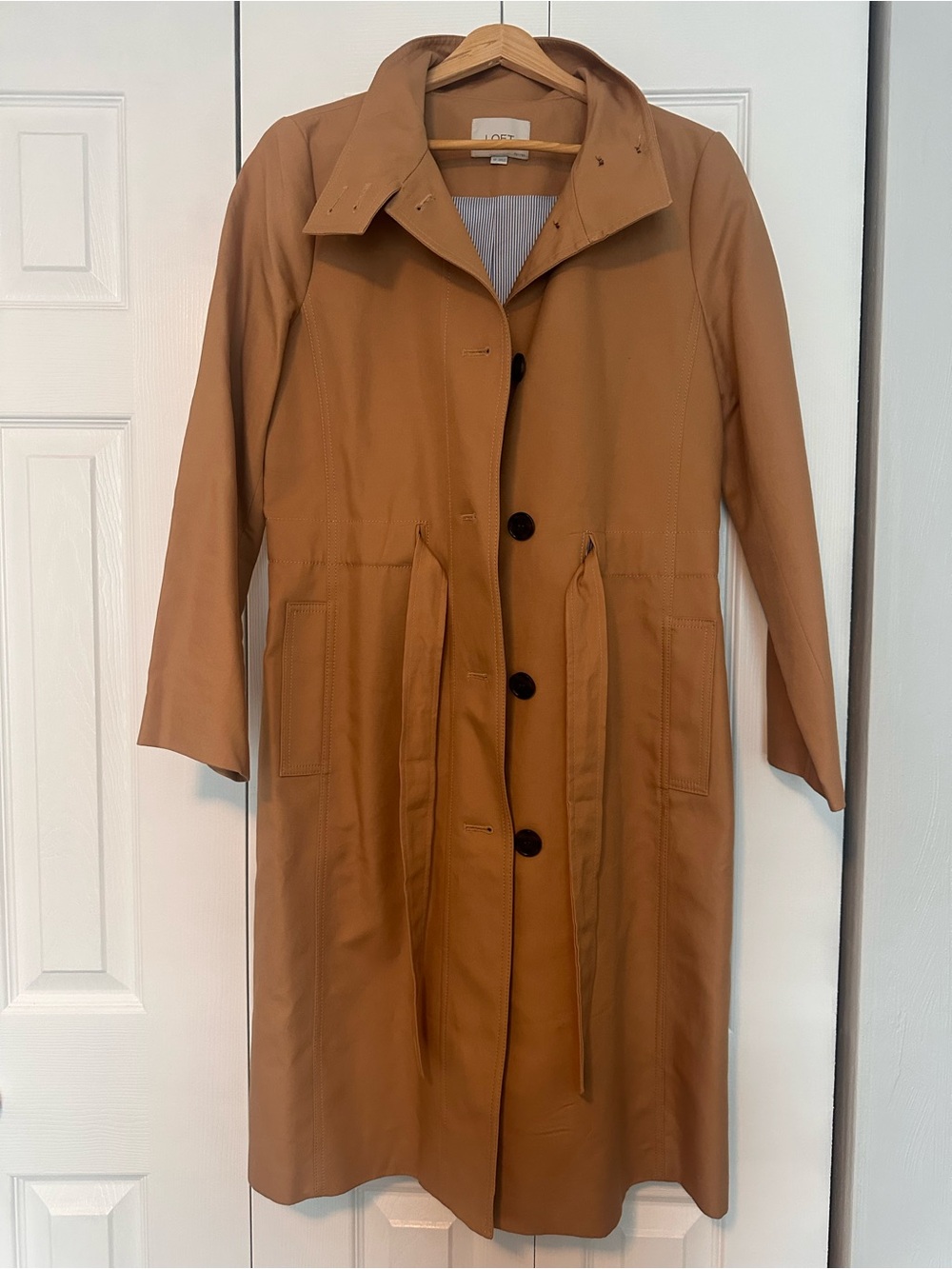 Loft Petite Women's Tan Trench Coat with Tie Waist - Picture 2 of 7